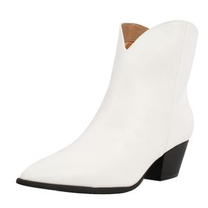 White Pointy Toe Cowboy Ankle Bootie